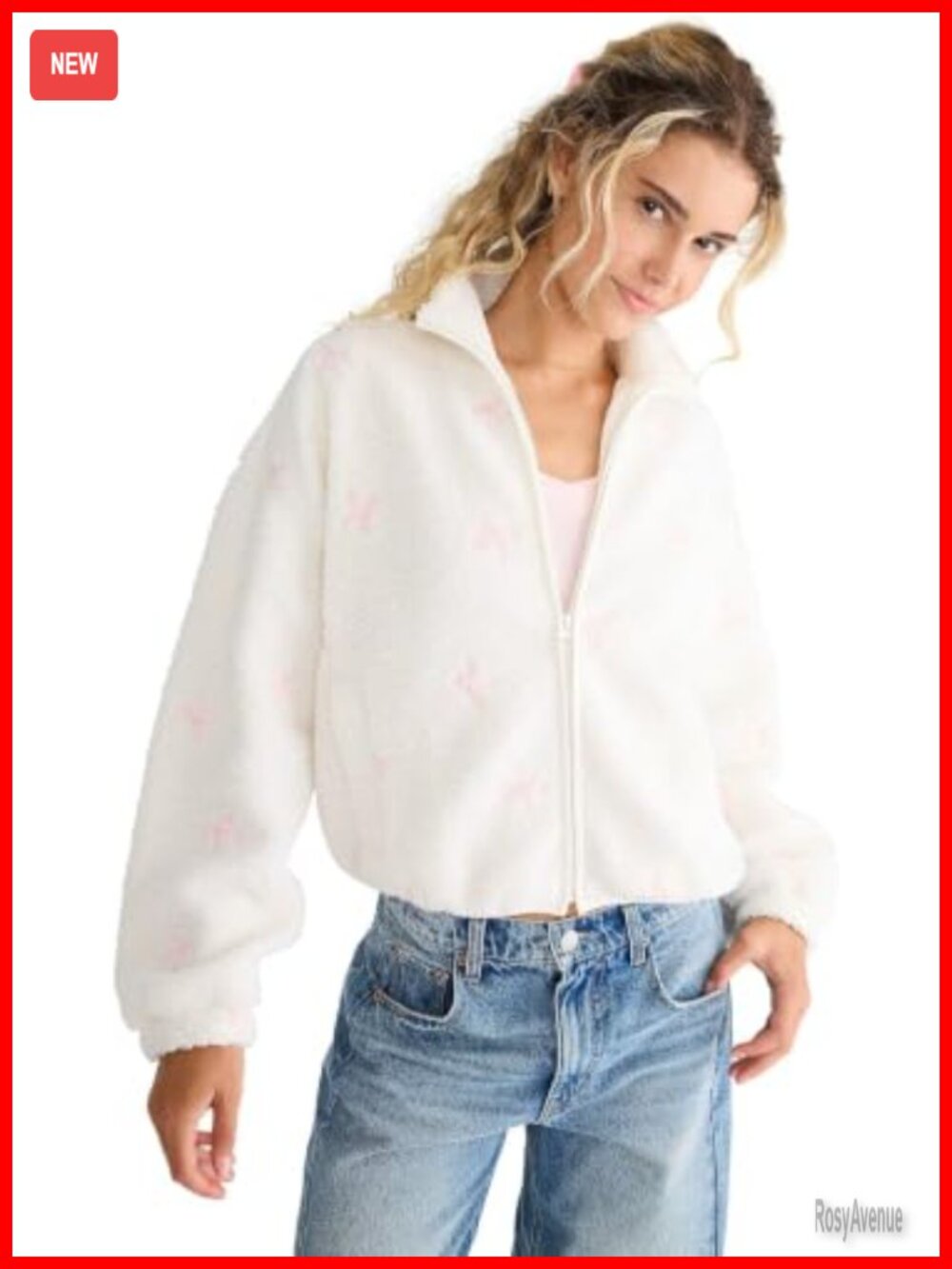 AEROPOSTALE Bows Sherpa Pullover Sweater Women's Polyester Crew Neck